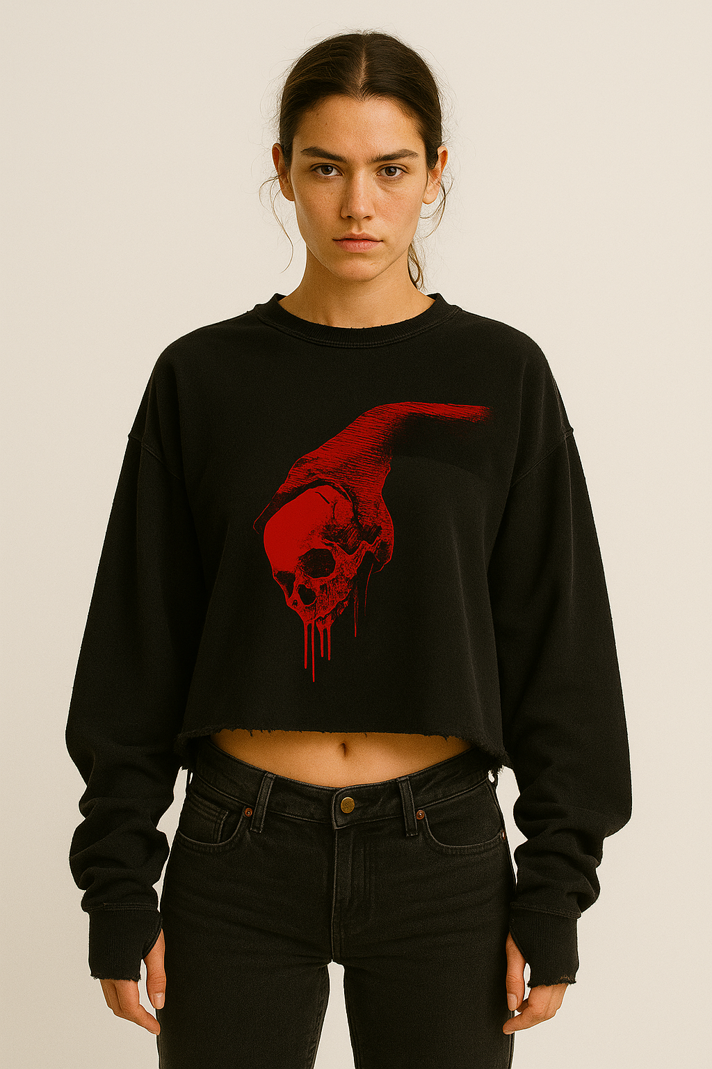 Cropped oversized long-sleeve
